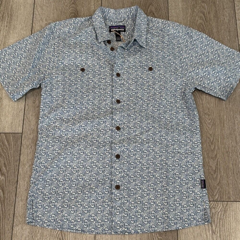 Patagonia Back Step S/S Shirt Mens Small NWT Mountain Breeze/Still Blue Outdoors - Picture 2 of 6